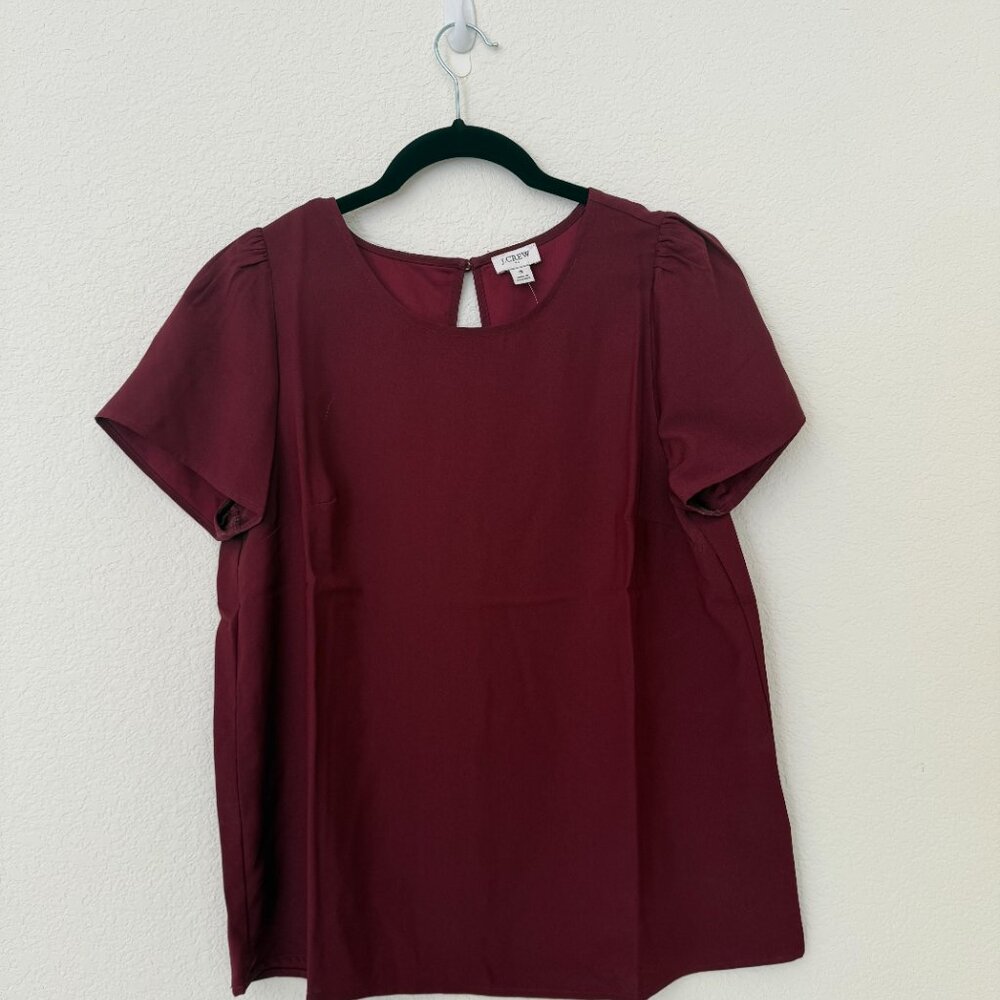 NWT J. Crew Factory Burgundy Short Sleeve Blouse